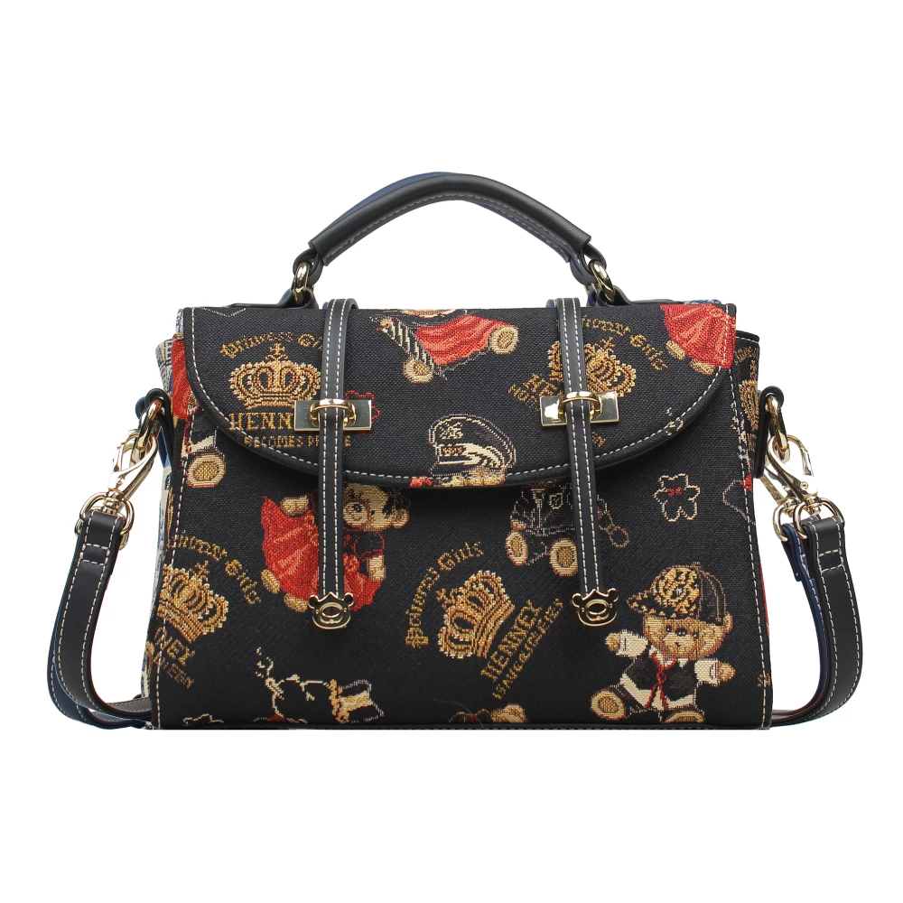 Crown Bear Top Handle Satchel Bag - H-260