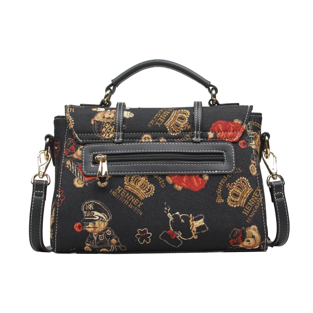 Crown Bear Top Handle Satchel Bag - H-260