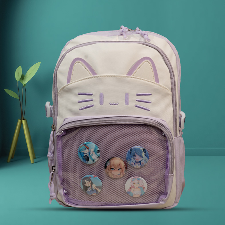 Cute Bapa Durable Polyester Material School Bag for Girls High School Students Cartoon Design