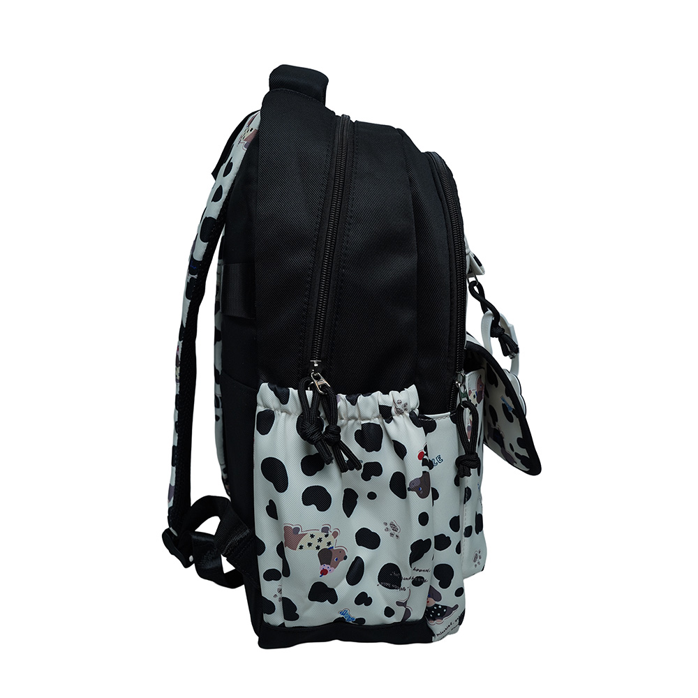 Cute Dachshund Dog Print Multi-Pocket School Backpack for Kids-SB6091-Black