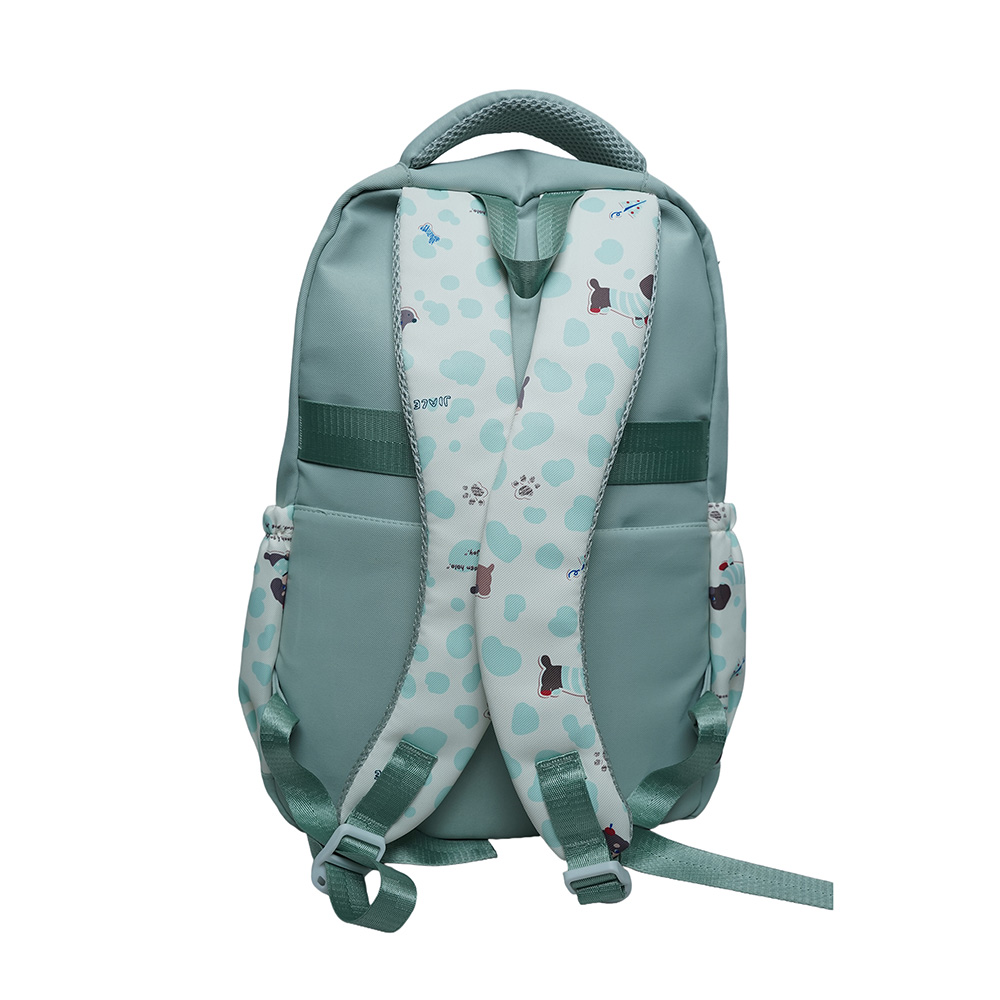 Cute Dachshund Dog Print Multi-Pocket School Backpack for Kids-SB6091-Blue Green