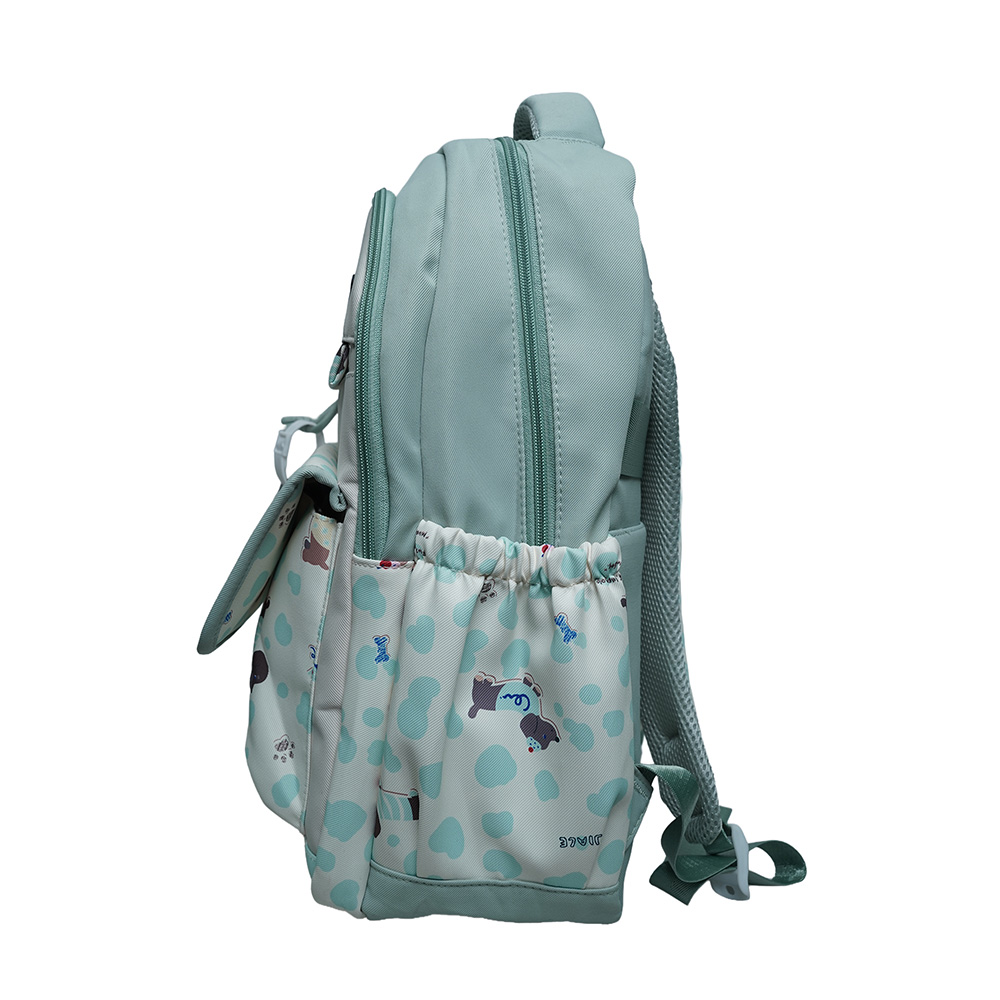 Cute Dachshund Dog Print Multi-Pocket School Backpack for Kids-SB6091-Blue Green