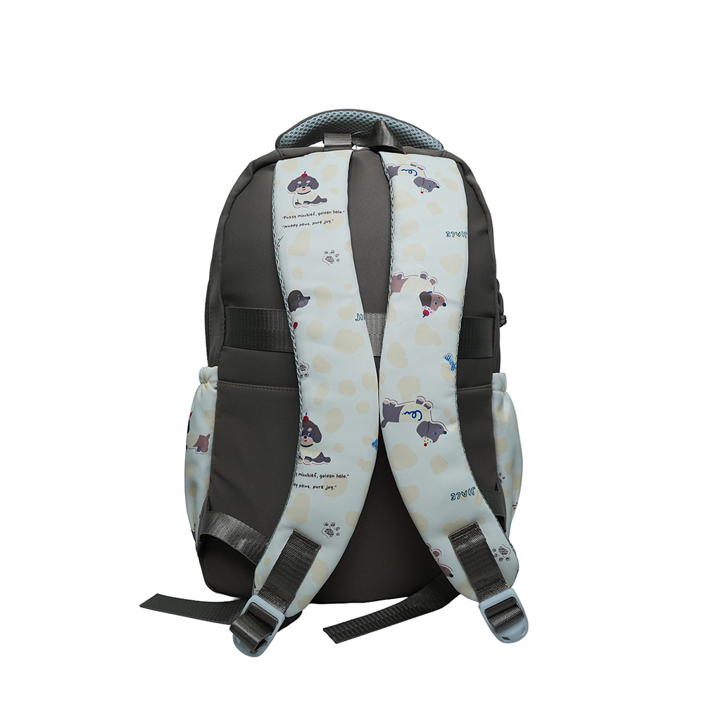 Cute Dachshund Dog Print Multi-Pocket School Backpack for Kids-SB6091-Brown