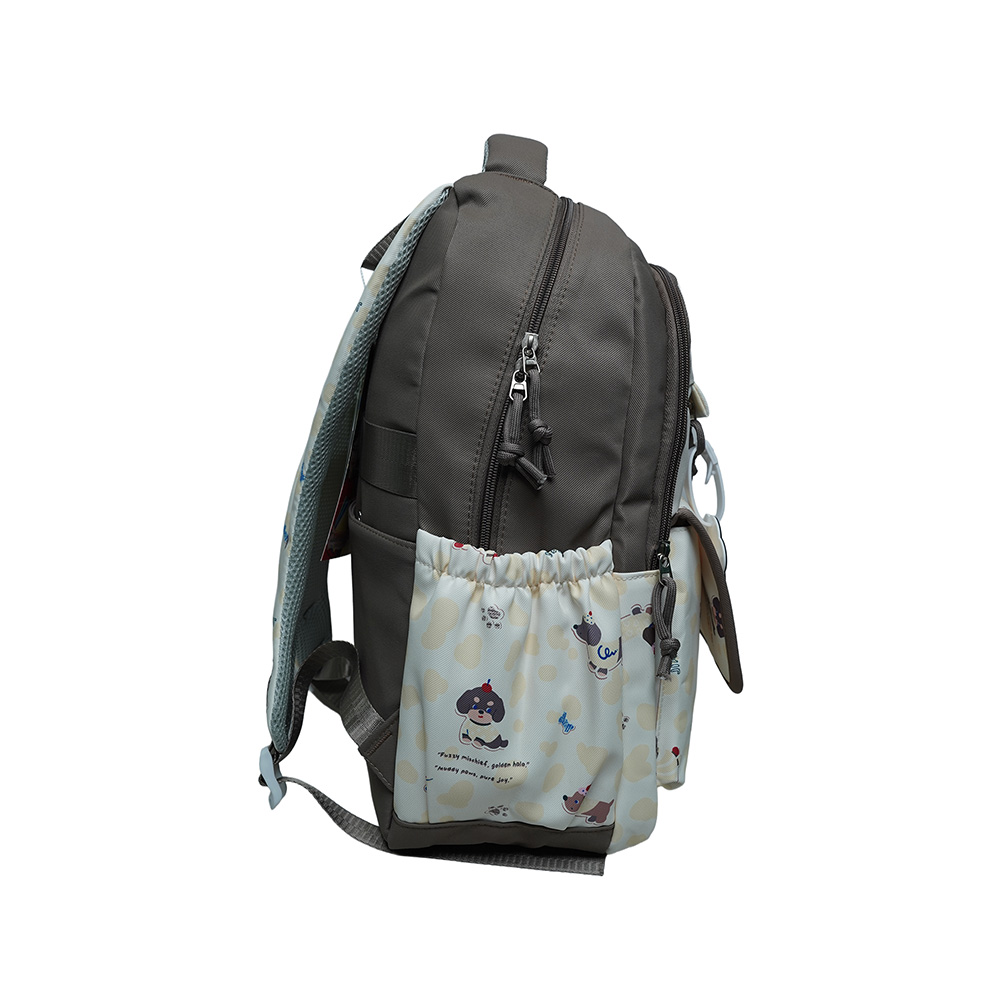 Cute Dachshund Dog Print Multi-Pocket School Backpack for Kids-SB6091-Brown