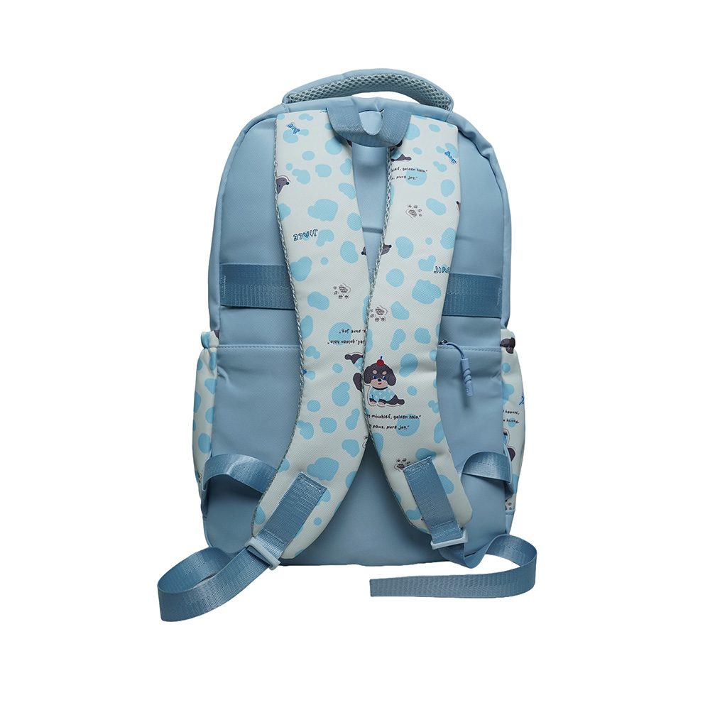 Cute Dachshund Dog Print Multi-Pocket School Backpack for Kids-SB6091-Light Blue