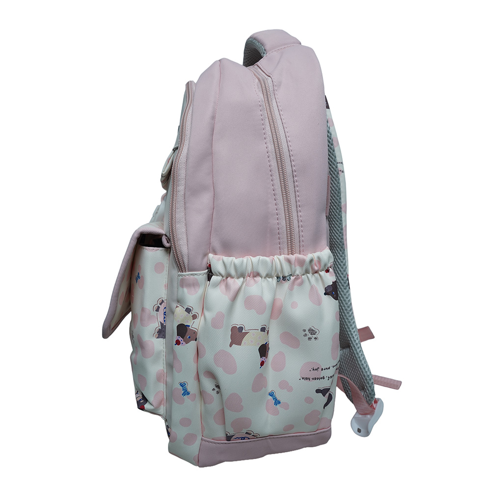 Cute Dachshund Dog Print Multi-Pocket School Backpack for Kids-SB6091-Pink