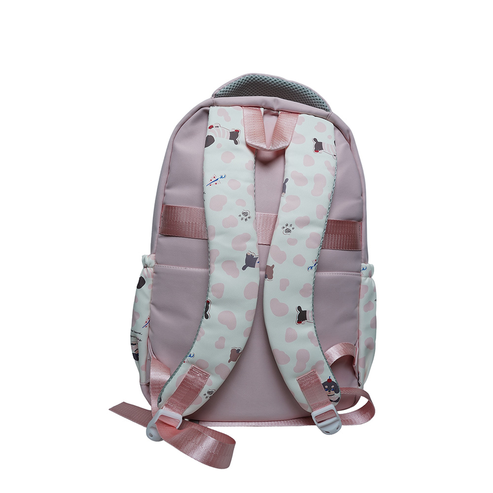 Cute Dachshund Dog Print Multi-Pocket School Backpack for Kids-SB6091-Pink