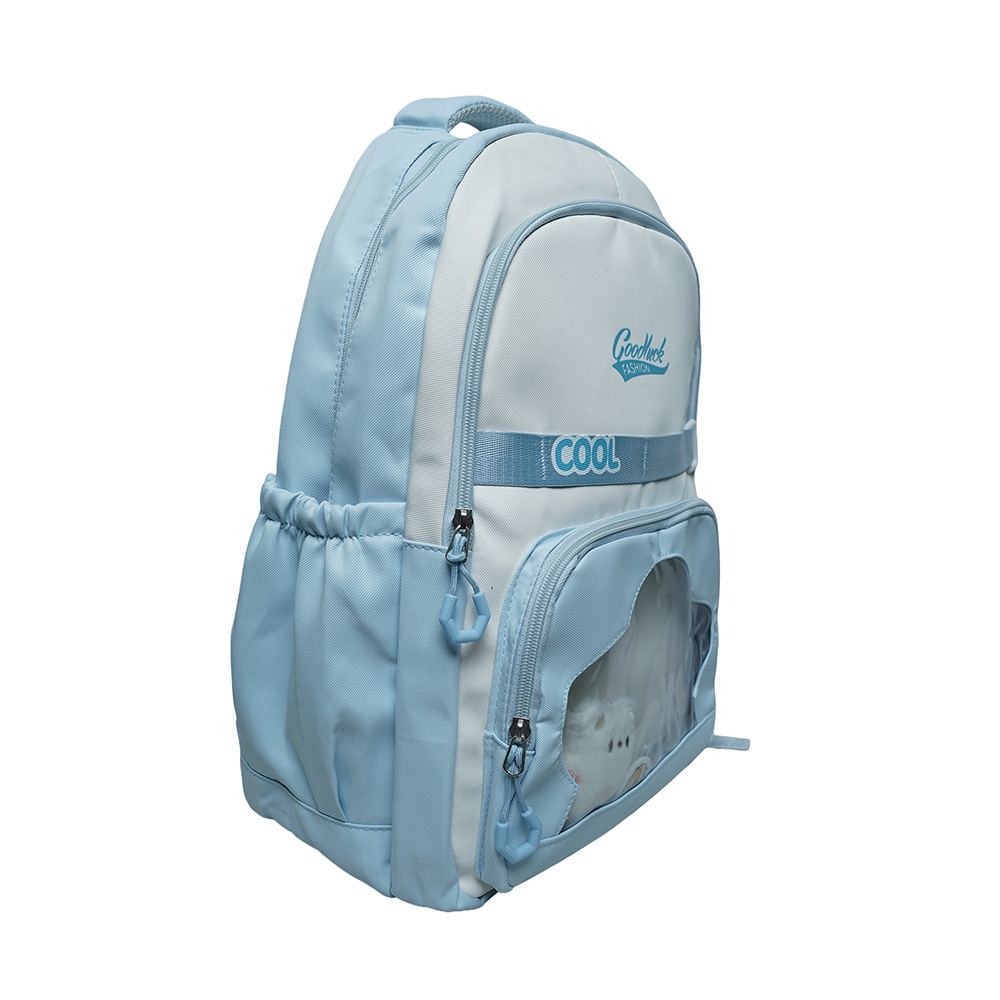 Kids Utility School Backpack with Transparent Pocket-SB23165-Blue