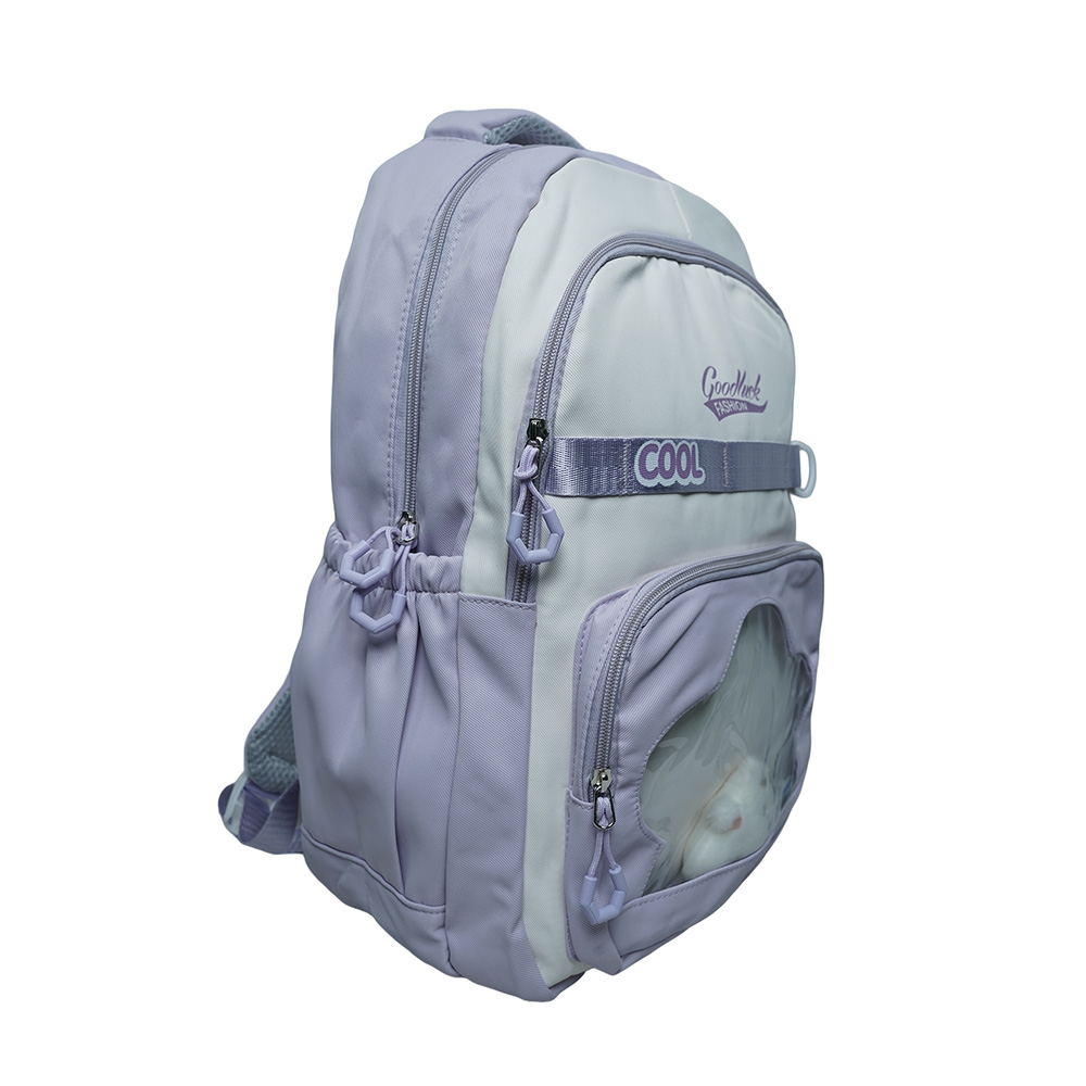 Kids Utility School Backpack with Transparent Pocket-SB23165-Purple