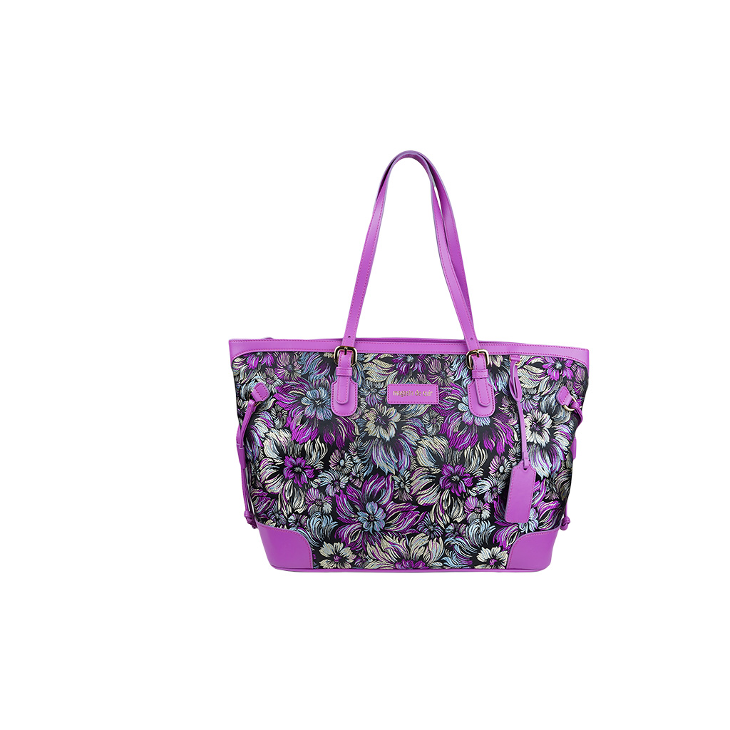 Magasin de Cuir: Silk and genuine cowhide tote bag "La.Vel"
