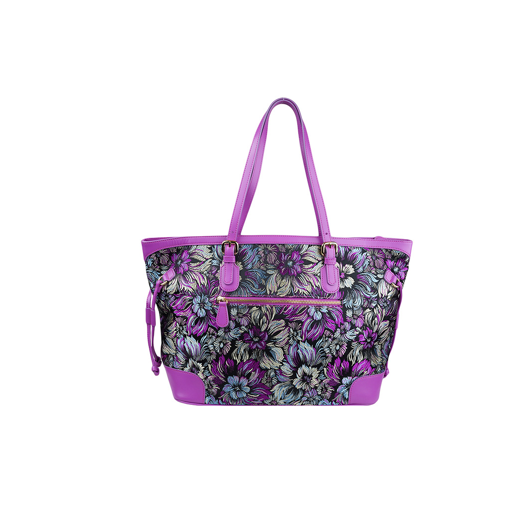 Magasin de Cuir: Silk and genuine cowhide tote bag "La.Vel"
